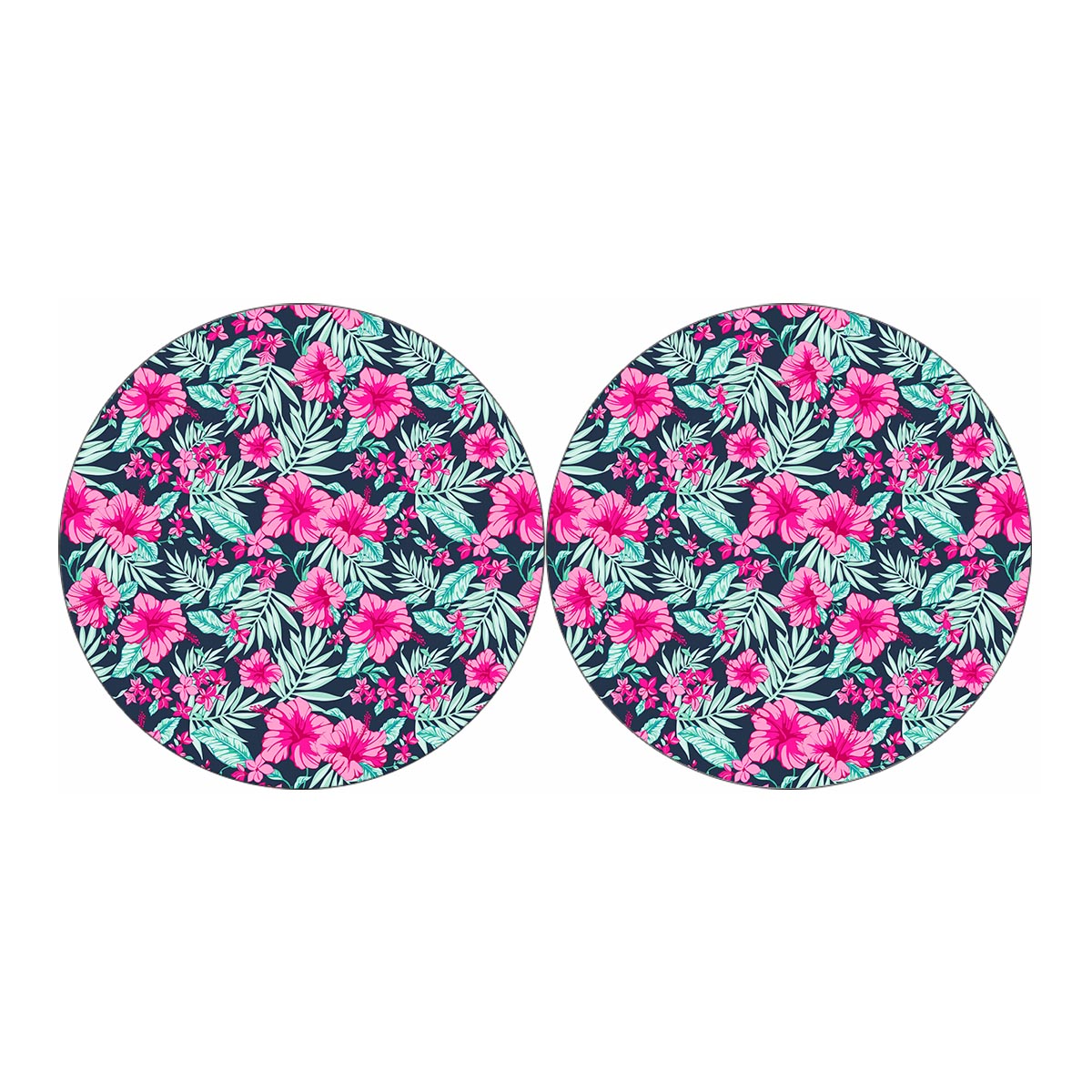 Pink Hibiscus Tropical Pattern Print Car Coasters