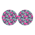 Pink Hibiscus Tropical Pattern Print Car Coasters