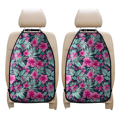 Pink Hibiscus Tropical Pattern Print Car Seat Organizers