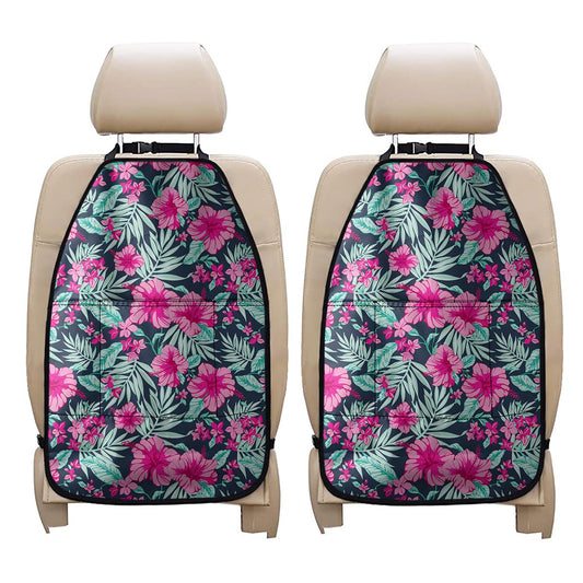 Pink Hibiscus Tropical Pattern Print Car Seat Organizers