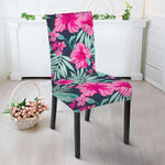 Pink Hibiscus Tropical Pattern Print Dining Chair Slipcover