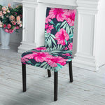 Pink Hibiscus Tropical Pattern Print Dining Chair Slipcover