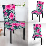 Pink Hibiscus Tropical Pattern Print Dining Chair Slipcover