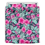 Pink Hibiscus Tropical Pattern Print Duvet Cover Bedding Set