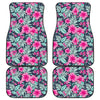 Pink Hibiscus Tropical Pattern Print Front and Back Car Floor Mats