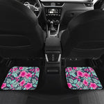 Pink Hibiscus Tropical Pattern Print Front and Back Car Floor Mats