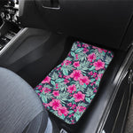 Pink Hibiscus Tropical Pattern Print Front and Back Car Floor Mats