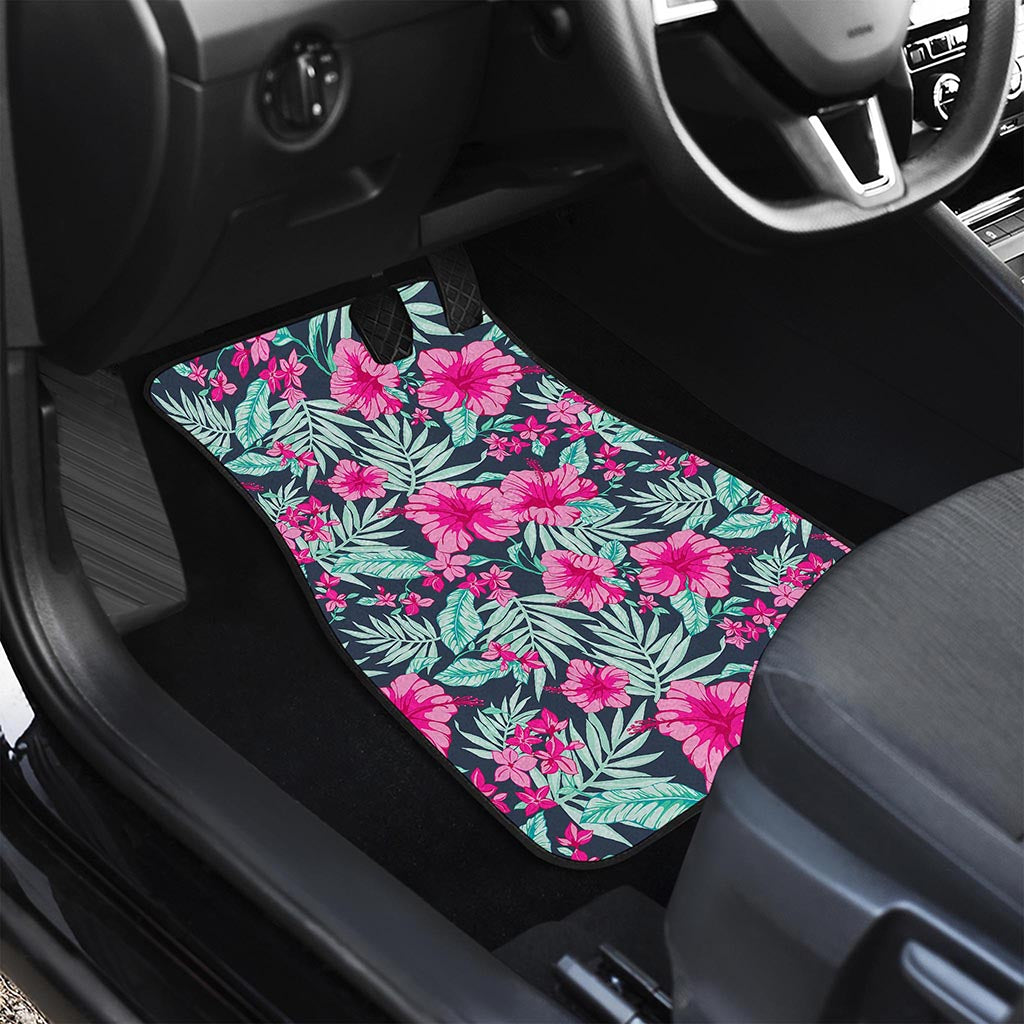 Pink Hibiscus Tropical Pattern Print Front Car Floor Mats