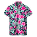 Pink Hibiscus Tropical Pattern Print Men's Short Sleeve Shirt