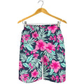 Pink Hibiscus Tropical Pattern Print Men's Shorts