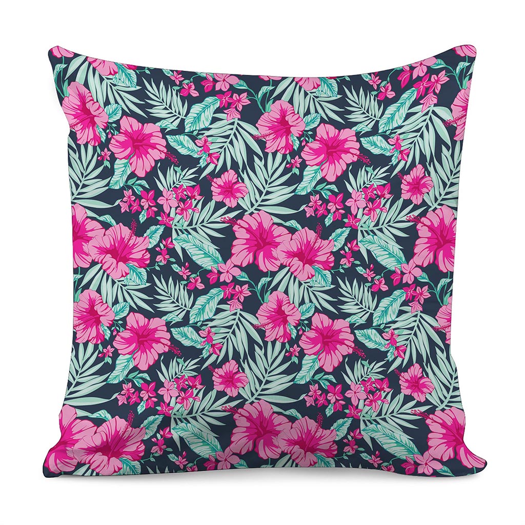 Pink Hibiscus Tropical Pattern Print Pillow Cover