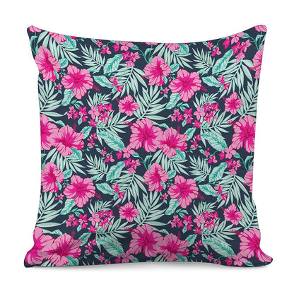 Pink Hibiscus Tropical Pattern Print Pillow Cover