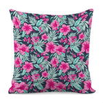 Pink Hibiscus Tropical Pattern Print Pillow Cover