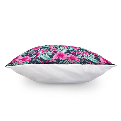 Pink Hibiscus Tropical Pattern Print Pillow Cover