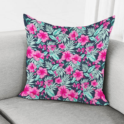Pink Hibiscus Tropical Pattern Print Pillow Cover