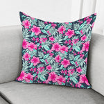 Pink Hibiscus Tropical Pattern Print Pillow Cover