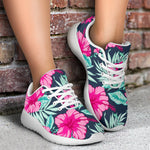 Pink Hibiscus Tropical Pattern Print Sport Shoes GearFrost