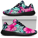 Pink Hibiscus Tropical Pattern Print Sport Shoes GearFrost