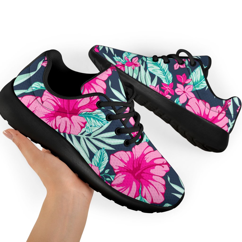 Pink Hibiscus Tropical Pattern Print Sport Shoes GearFrost