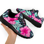 Pink Hibiscus Tropical Pattern Print Sport Shoes GearFrost