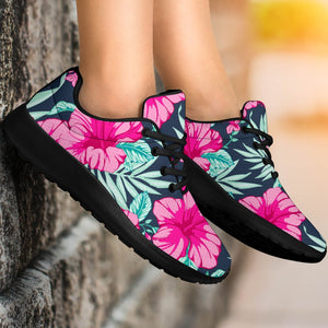 Pink Hibiscus Tropical Pattern Print Sport Shoes GearFrost