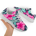 Pink Hibiscus Tropical Pattern Print Sport Shoes GearFrost