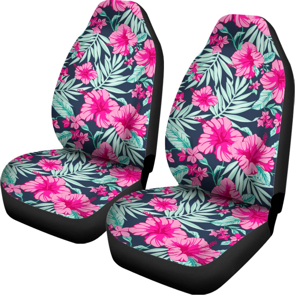 Pink Hibiscus Tropical Pattern Print Universal Fit Car Seat Covers