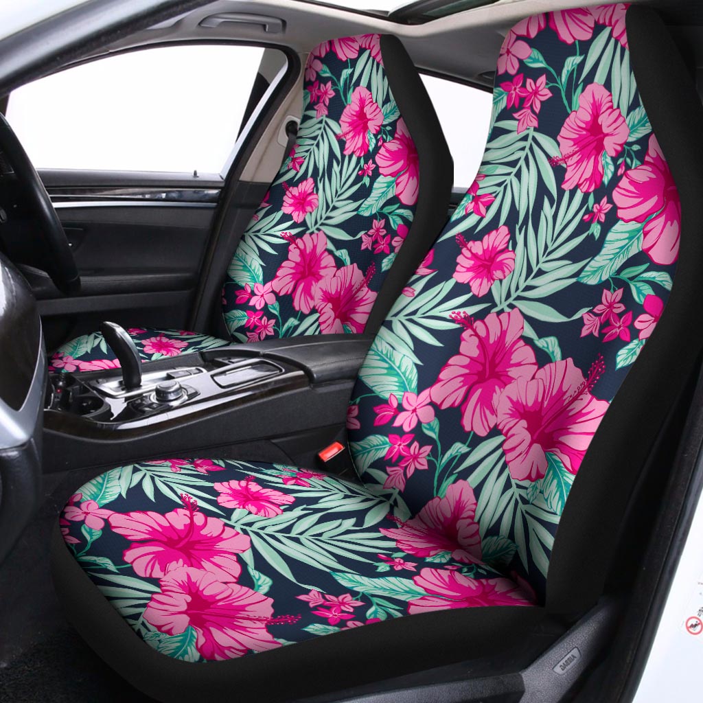 Pink Hibiscus Tropical Pattern Print Universal Fit Car Seat Covers