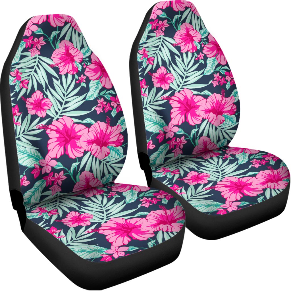 Pink Hibiscus Tropical Pattern Print Universal Fit Car Seat Covers