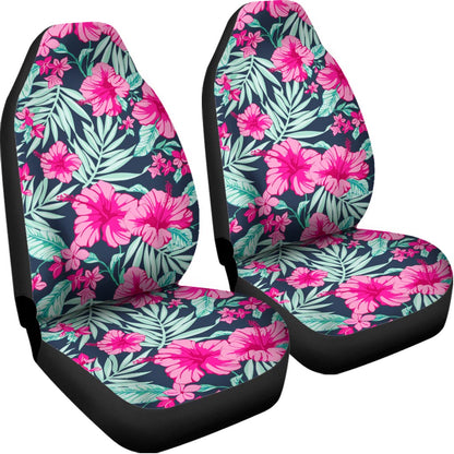 Pink Hibiscus Tropical Pattern Print Universal Fit Car Seat Covers