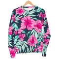 Pink Hibiscus Tropical Pattern Print Women's Crewneck Sweatshirt