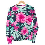 Pink Hibiscus Tropical Pattern Print Women's Crewneck Sweatshirt GearFrost