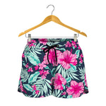 Pink Hibiscus Tropical Pattern Print Women's Shorts