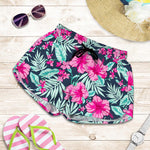 Pink Hibiscus Tropical Pattern Print Women's Shorts