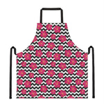 Pink Hibiscus Zigzag Pattern Print Apron