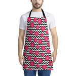 Pink Hibiscus Zigzag Pattern Print Apron