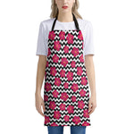 Pink Hibiscus Zigzag Pattern Print Apron