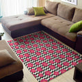 Pink Hibiscus Zigzag Pattern Print Floor Mat