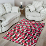 Pink Hibiscus Zigzag Pattern Print Area Rug