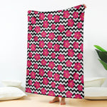 Pink Hibiscus Zigzag Pattern Print Blanket