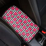 Pink Hibiscus Zigzag Pattern Print Car Center Console Cover