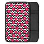 Pink Hibiscus Zigzag Pattern Print Car Center Console Cover