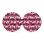 Pink Hibiscus Zigzag Pattern Print Car Coasters