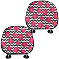 Pink Hibiscus Zigzag Pattern Print Car Headrest Covers