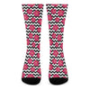 Pink Hibiscus Zigzag Pattern Print Crew Socks