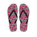 Pink Hibiscus Zigzag Pattern Print Flip Flops