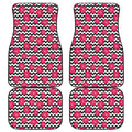 Pink Hibiscus Zigzag Pattern Print Front and Back Car Floor Mats