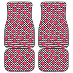 Pink Hibiscus Zigzag Pattern Print Front and Back Car Floor Mats