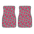 Pink Hibiscus Zigzag Pattern Print Front Car Floor Mats