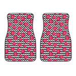 Pink Hibiscus Zigzag Pattern Print Front Car Floor Mats